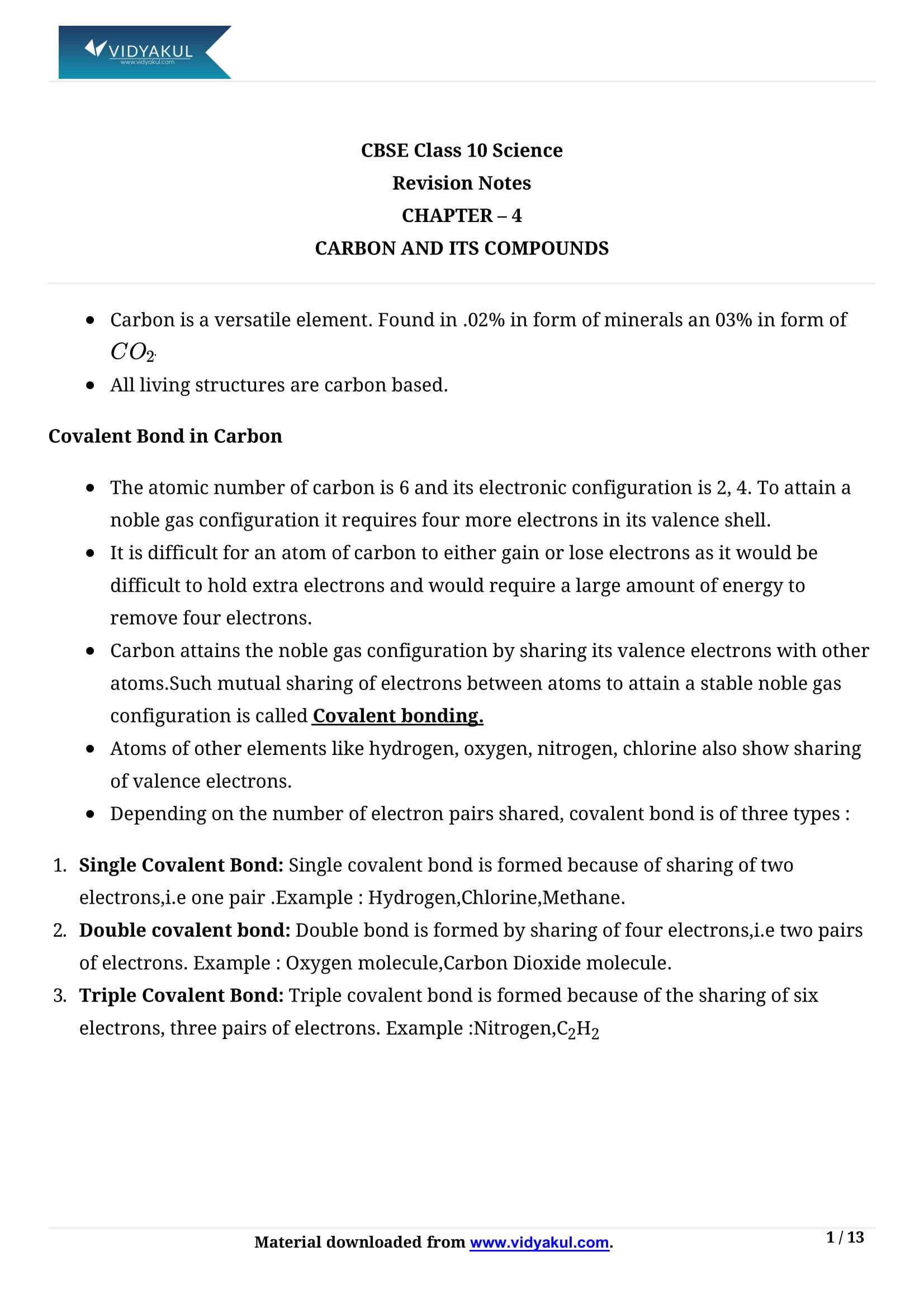 Carbon And Its Compounds Class 10 Ncert Pdf